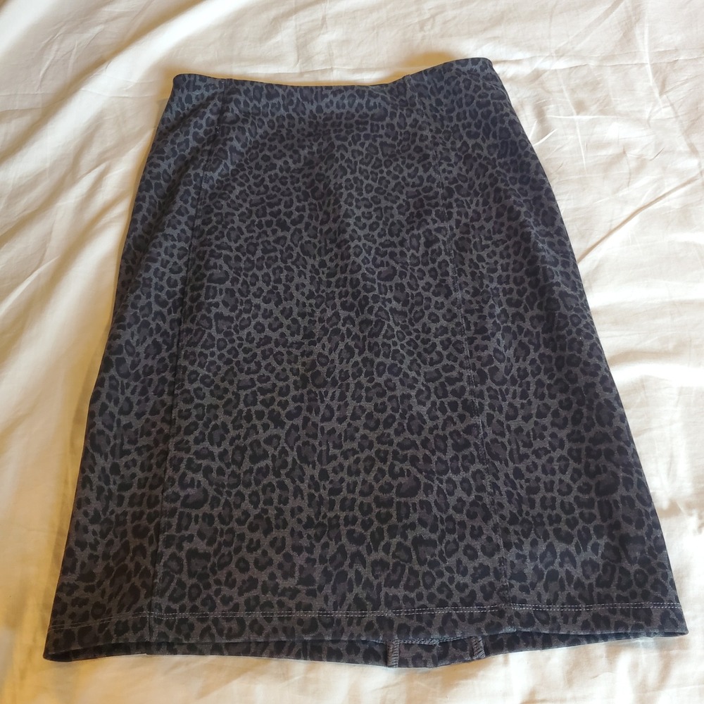 Liverpool Los Angeles Grey Black Leopard Print Pencil Skirt Size 8 LM6023Z65